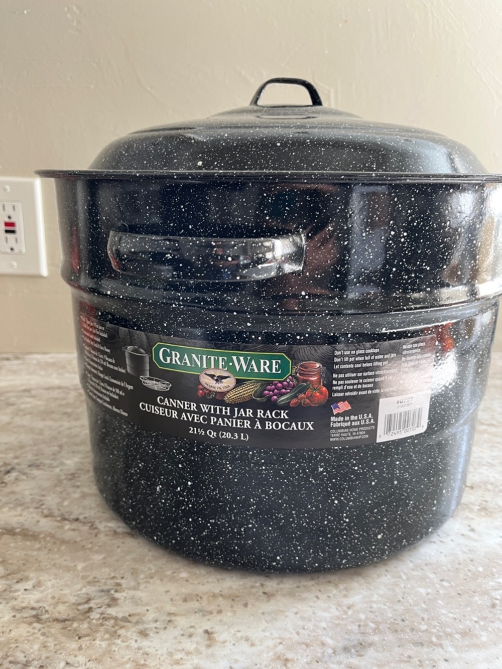 Granite Ware Steel/Porcelain Water-Bath Canner with Rack, 21.5-Quart, Black